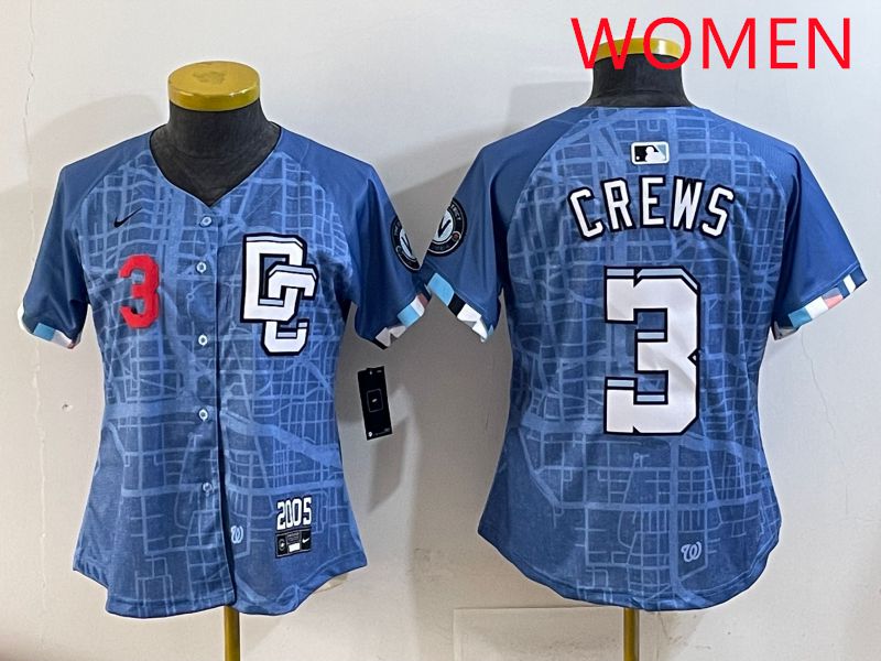 Women Washington Nationals #3 Crews Blue Joint Name 2025 Nike MLB Jersey style 2->women mlb jersey->Women Jersey
